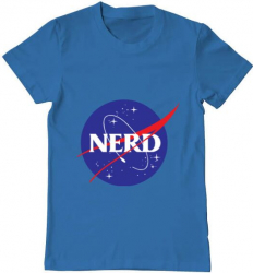 Tricou barbat Printado nerd Bumbac Regular fit Albastru azuriu 3XL INTL 