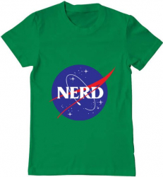 Tricou barbat Printado nerd Bumbac Regular fit Verde mediu 3XL INTL 