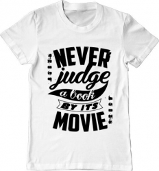 Tricou barbat Printado never judge a book Bumbac Regular fit Alb 3XL INTL 