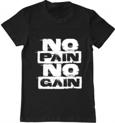 Tricou barbat Printado no pain no gain Bumbac Regular fit Negru S INTL 