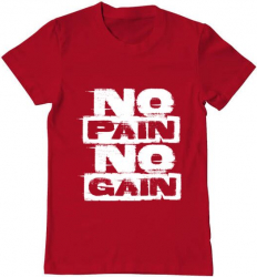 Tricou barbat Printado no pain no gain Bumbac Regular fit Rosu L INTL 