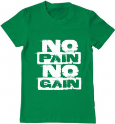 Tricou barbat Printado no pain no gain Bumbac Regular fit Verde mediu XL INTL 