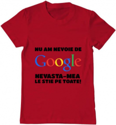 Tricou barbat Printado nu am nevoie de google Bumbac Regular fit Rosu S INTL 