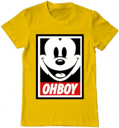 Tricou barbat Printado oh boy Bumbac Regular fit Galben M INTL 