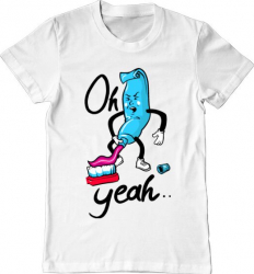 Tricou barbat Printado oh yeah Bumbac Regular fit Alb 3XL INTL 