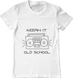 Tricou barbat Printado old school stereo Bumbac Regular fit Alb L INTL 