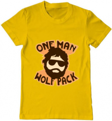 Tricou barbat Printado one man wolf pack Bumbac Regular fit Galben M INTL 