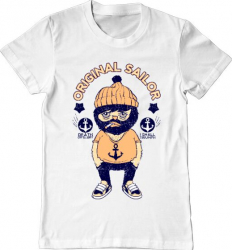 Tricou barbat Printado original sailor Bumbac Regular fit Alb 3XL INTL 