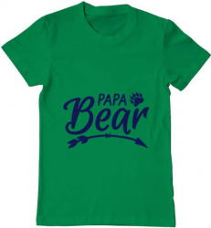Tricou barbat Printado papa bear Bumbac Regular fit Verde mediu S INTL 