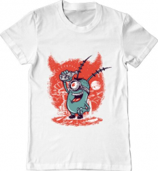 Tricou barbat Printado plankton Bumbac Regular fit Alb M INTL 