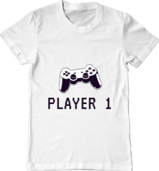 Tricou barbat Printado player 1 Bumbac Regular fit Alb L INTL 