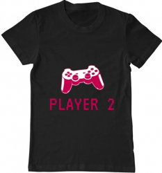 Tricou barbat Printado player 2 Bumbac Regular fit Negru S INTL 
