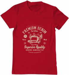Tricou barbat Printado premium denim Bumbac Regular fit Rosu L INTL 
