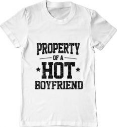 Tricou barbat Printado property of a hot boyfriend Bumbac Regular fit Alb 3XL INTL 
