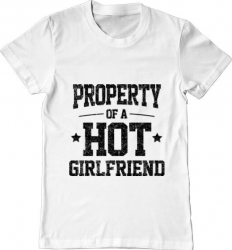 Tricou barbat Printado property of a hot girlfriend Bumbac Regular fit Alb 3XL INTL 