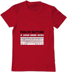 Tricou barbat Printado push my buttons Bumbac Regular fit Rosu L INTL 