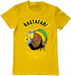 Tricou barbat Printado rastafari Bumbac Regular fit Galben M INTL 