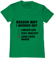 Tricou barbat Printado reason why i work out Bumbac Regular fit Verde mediu M INTL 