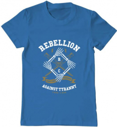 Tricou barbat Printado rebellion Bumbac Regular fit Albastru azuriu M INTL 