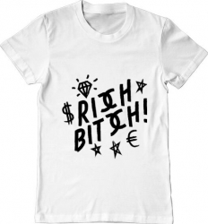 Tricou barbat Printado rich bitch Bumbac Regular fit Alb L INTL 