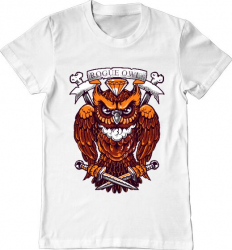 Tricou barbat Printado rogue owl Bumbac Regular fit Alb 3XL INTL 