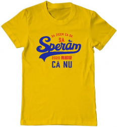 Tricou barbat Printado sa zicem ca da Bumbac Regular fit Galben M INTL 