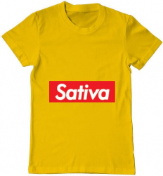 Tricou barbat Printado sativa Bumbac Regular fit Galben M INTL 