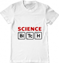 Tricou barbat Printado science bitch Bumbac Regular fit Alb XL INTL 