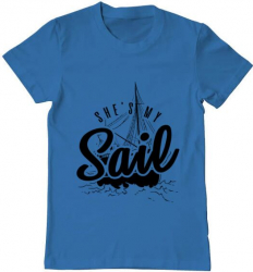 Tricou barbat Printado she s my sail Bumbac Regular fit Albastru azuriu S INTL 