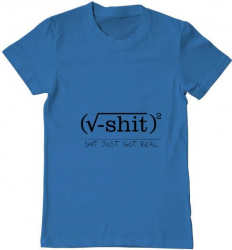 Tricou barbat Printado shit just got real Bumbac Regular fit Albastru azuriu L INTL 