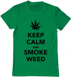 Tricou barbat Printado smoke weed Bumbac Regular fit Verde mediu 3XL INTL 