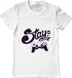 Tricou barbat Printado stay up late Bumbac Regular fit Alb 3XL INTL 
