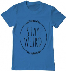 Tricou barbat Printado stay weird Bumbac Regular fit Albastru azuriu M INTL 