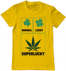 Tricou barbat Printado super lucky Bumbac Regular fit Galben M INTL 