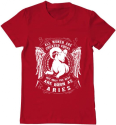 Tricou barbat Printado the best women are born as aries Bumbac Regular fit Rosu M INTL 