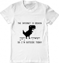 Tricou barbat Printado the internet is broken Bumbac Regular fit Alb 3XL INTL 