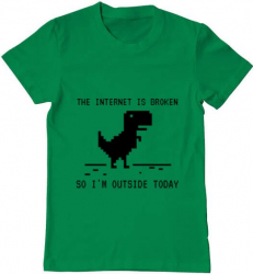Tricou barbat Printado the internet is broken Bumbac Regular fit Verde mediu L INTL 