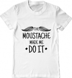 Tricou barbat Printado the moustache Bumbac Regular fit Alb 3XL INTL 