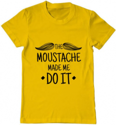 Tricou barbat Printado the moustache Bumbac Regular fit Galben L INTL 