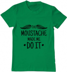 Tricou barbat Printado the moustache Bumbac Regular fit Verde mediu 3XL INTL 