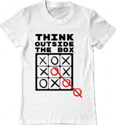 Tricou barbat Printado think outside the box Bumbac Regular fit Alb S INTL 