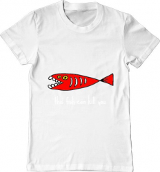 Tricou barbat Printado this fish can kill you Bumbac Regular fit Alb 3XL INTL 