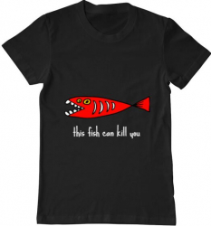 Tricou barbat Printado this fish can kill you Bumbac Regular fit Negru 3XL INTL 
