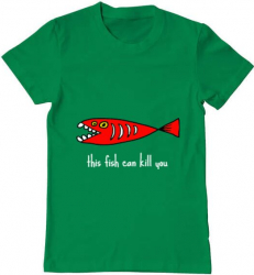 Tricou barbat Printado this fish can kill you Bumbac Regular fit Verde mediu S INTL 