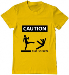 Tricou barbat Printado this is sparta Bumbac Regular fit Galben M INTL 