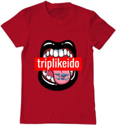 Tricou barbat Printado trip like i do Bumbac Regular fit Rosu M INTL 