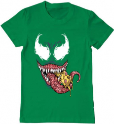 Tricou barbat Printado venom pizza Bumbac Regular fit Verde mediu M INTL 