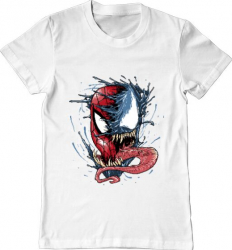 Tricou barbat Printado venom vs spiderman Bumbac Regular fit Alb 3XL INTL 