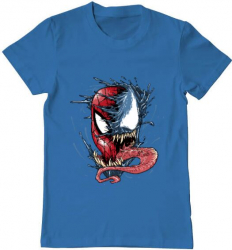 Tricou barbat Printado venom vs spiderman Bumbac Regular fit Albastru azuriu M INTL 