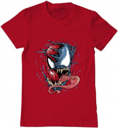 Tricou barbat Printado venom vs spiderman Bumbac Regular fit Rosu XL INTL